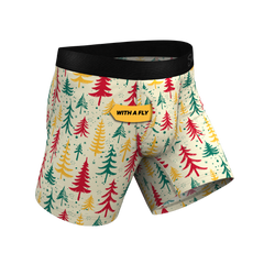 The Pine Tree Playboy | Retro Christmas Trees Ball Hammock® Pouch Underwear With Fly