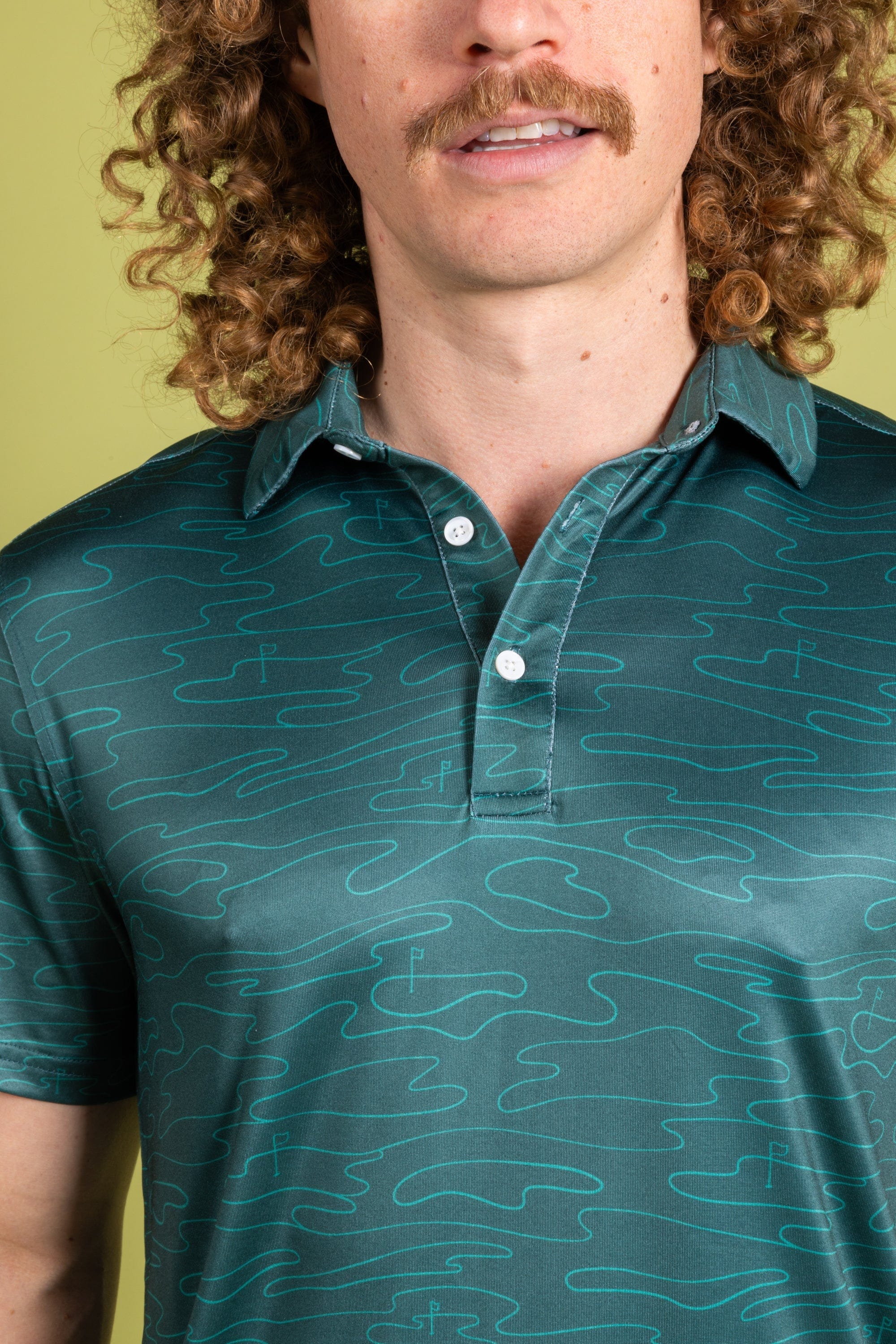 The Green Tea | Golf Holes Topography Men’s Polo - Shinesty