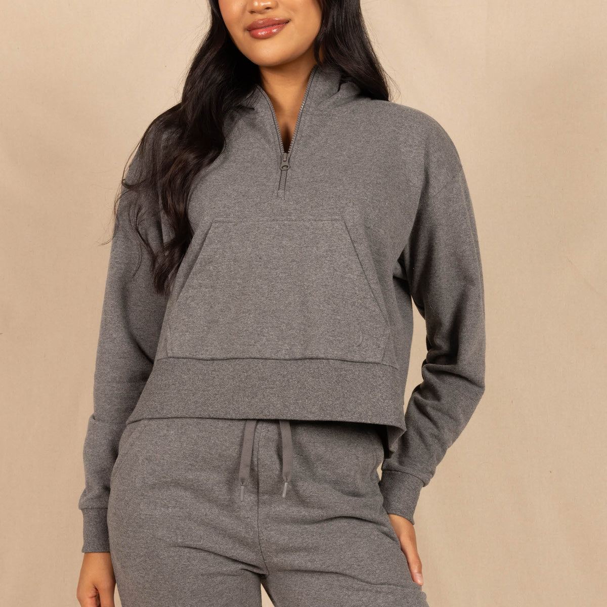 The Seattle Skyline | Grey Goldilocks™ Women’s Half Zip Lounge Hoodie