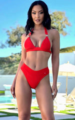 Bermuda: High Waisted Bottom in Red Rib