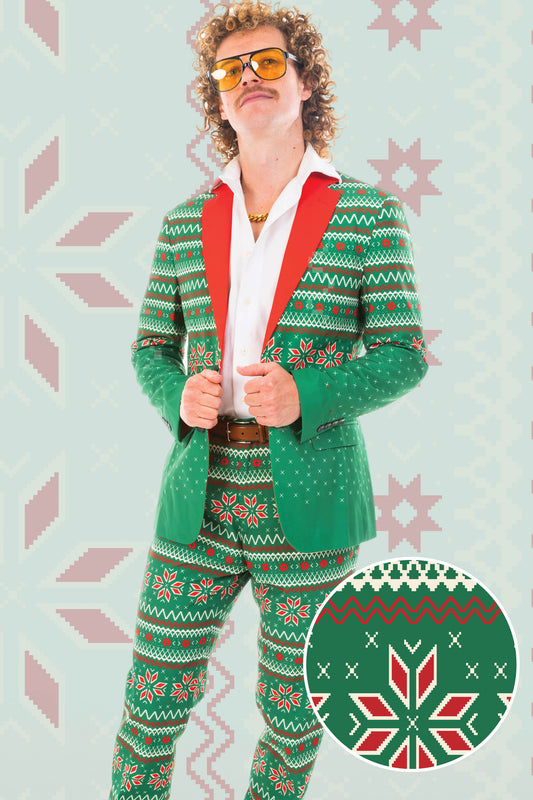 The Kris Kringle | Green Fair Isle Christmas Suit