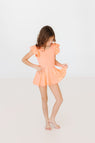 Neon Coral S/S Twirl Leotard