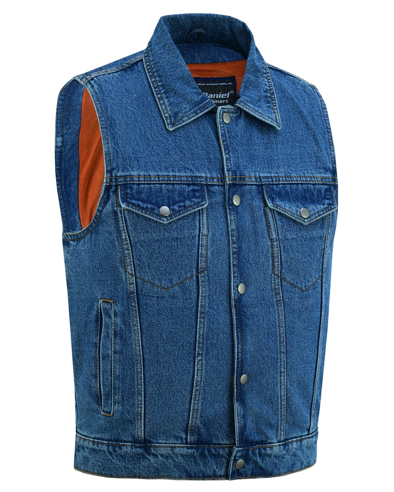 DM970BU Snap Front Denim Vest- Blue Daniel Smart Manufacturing