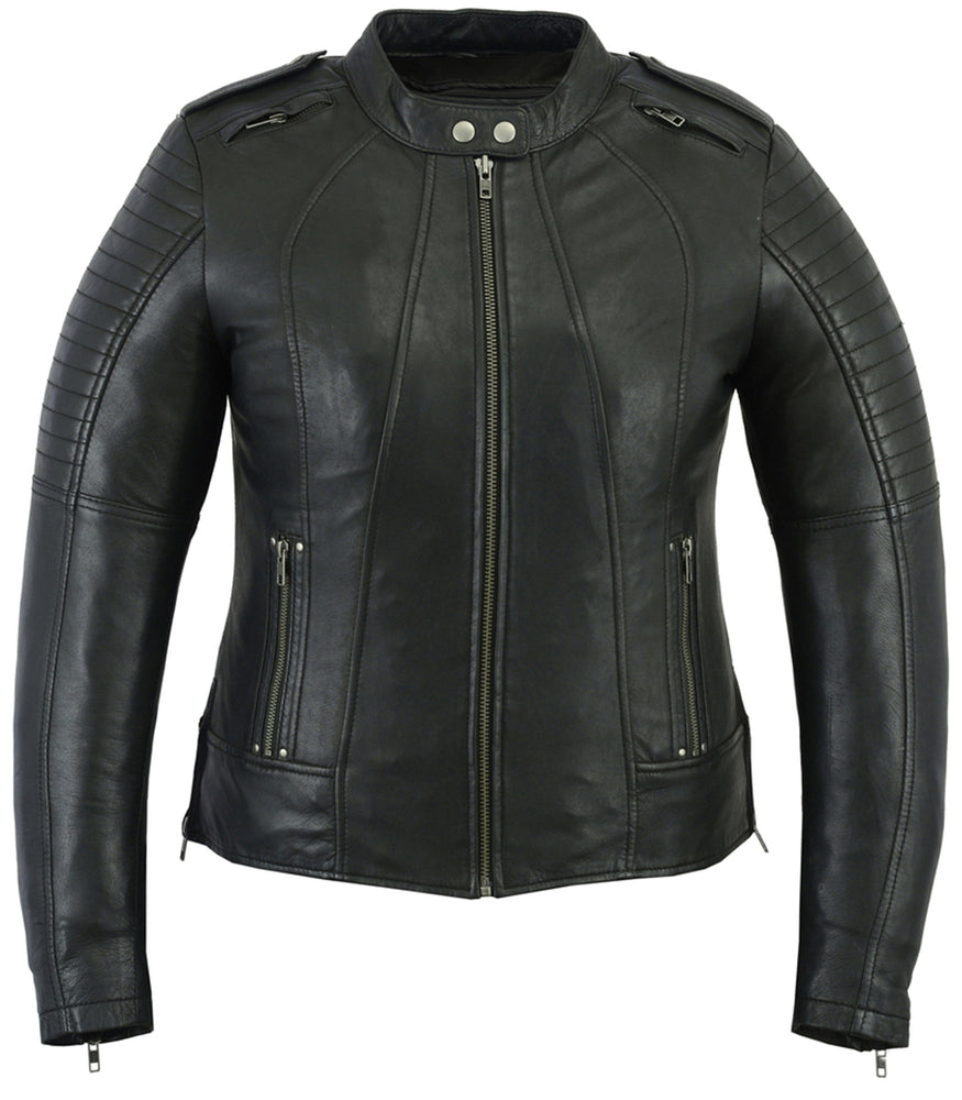 DS893 Women's Updated Biker Style Jacket Daniel Smart Manufacturing