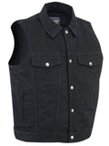 DM979BK Snap/Zipper Front Denim Vest- Black Daniel Smart Manufacturing