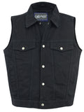 DM979BK Snap/Zipper Front Denim Vest- Black Daniel Smart Manufacturing