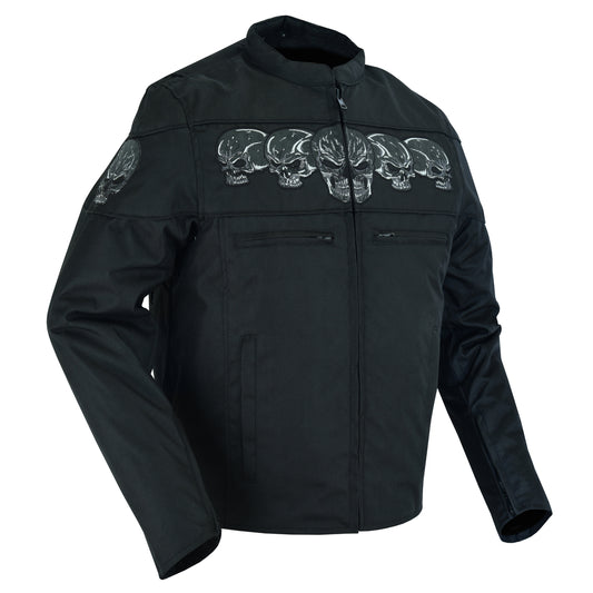 DS600 Men's Textile Scooter Style Jacket w/ Reflective Skulls Daniel Smart Manufacturing