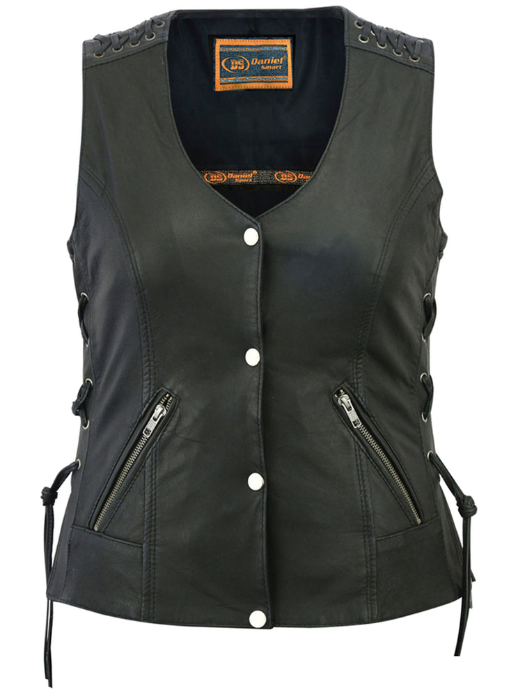 DS285 Women's Vest with Grommet and Lacing Accents Daniel Smart Manufacturing