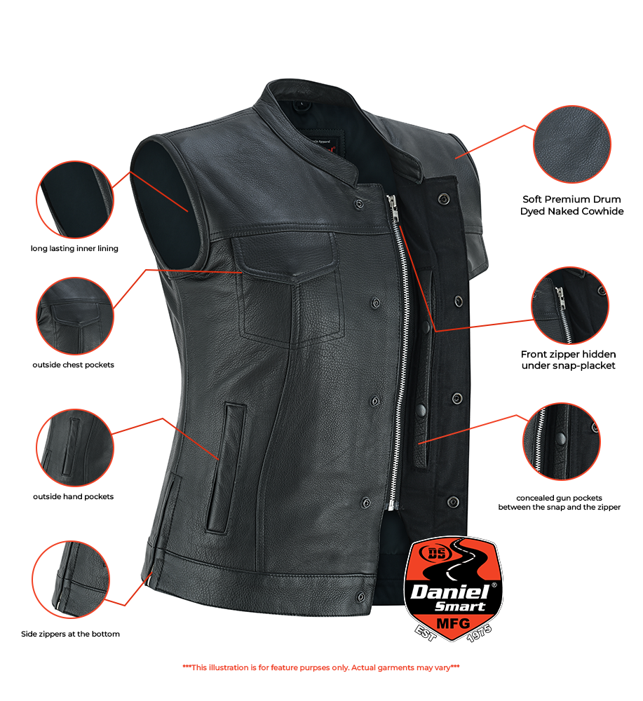 DS287 Women's Premium Single Back Panel Concealment Vest Daniel Smart Manufacturing