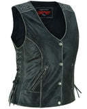 DS285V Women's Gray Vest with Grommet and Lacing Accents Daniel Smart Manufacturing