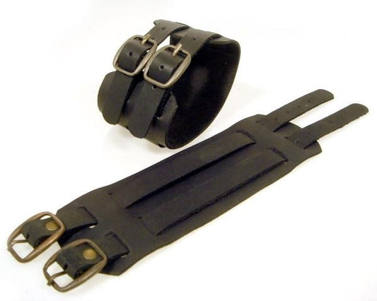 PV3209BLK Black Buckle Leather Cuff Bracelet with Belt Buckle Adj Daniel Smart Manufacturing