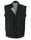 DM977 Men's Rough Rub-Off Raw Finish Denim Vest Daniel Smart Manufacturing