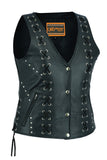 DS234 Women's Open neck Vest with Lacing Details Daniel Smart Manufacturing