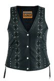 DS234 Women's Open neck Vest with Lacing Details Daniel Smart Manufacturing