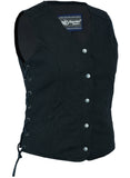 DM908 Women's Denim Longer Body Vest - Side Laces Daniel Smart Manufacturing