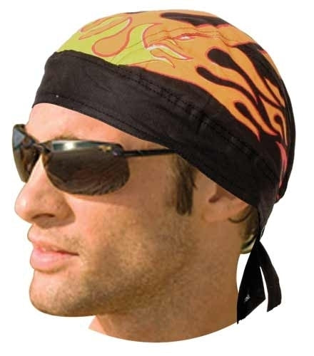 HW2682 Headwrap Black with Flames Daniel Smart Manufacturing