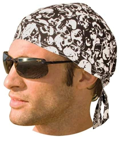 HW2685 Headwrap White Skulls Daniel Smart Manufacturing