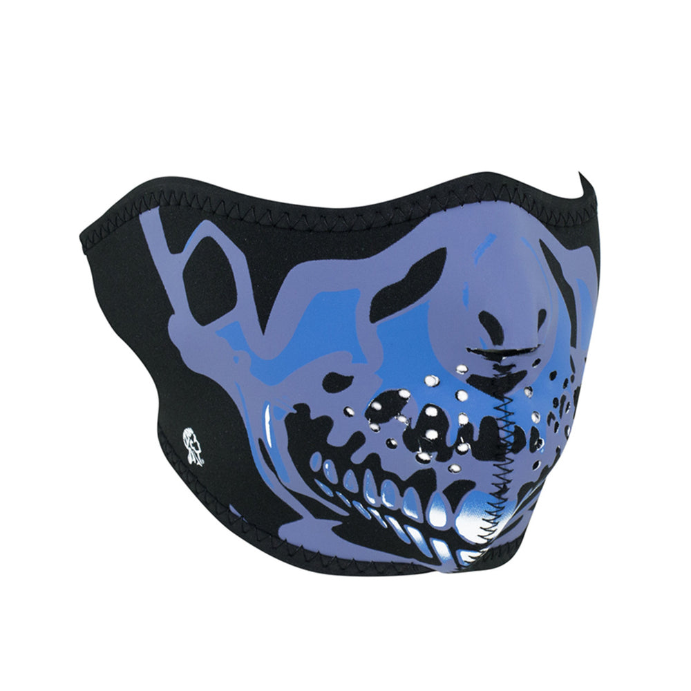 WNFM024H ZAN® Half Mask- Neoprene- Blue Chrome Skull Daniel Smart Manufacturing