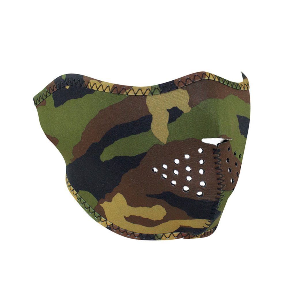 WNFM118H ZAN® Half Mask- Neoprene- Woodland Camo Daniel Smart Manufacturing