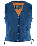 DM997 Women's Single Back Panel Concealed Carry Denim Vest - Blue Daniel Smart Manufacturing