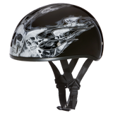 D6-SFS D.O.T. DAYTONA SKULL CAP - W/ SKULL FLAMES SILVER Daniel Smart Manufacturing