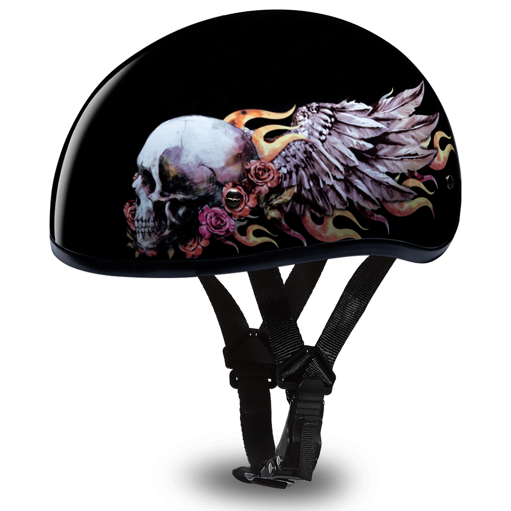 D6-SKW D.O.T. DAYTONA SKULL CAP - W/ SKULL WINGS - Daniel Smart Manufacturing