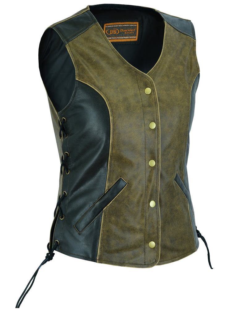 DS214 Women's Stylish Longer Body Vest - Side Laces - Two T Daniel Smart Manufacturing