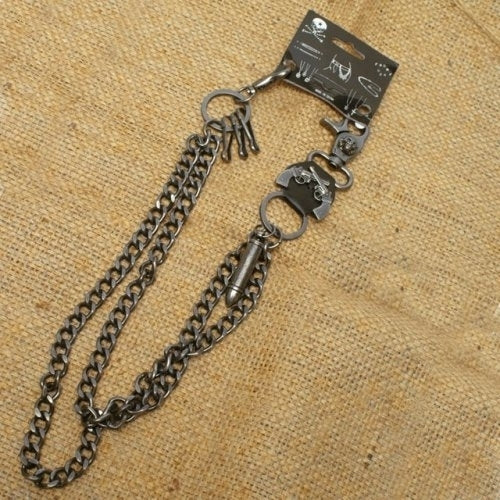 WA-WC7031 Wallet Chain with a skull / guns / bullet designs, double c Daniel Smart Manufacturing