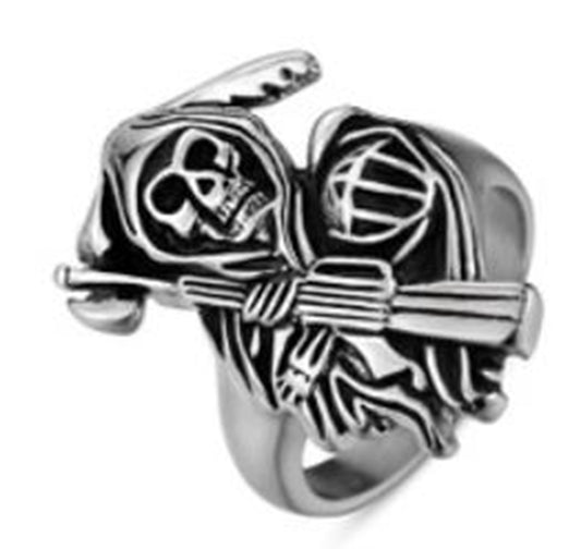 R103 Stainless Steel Reaper Biker Ring Daniel Smart Manufacturing