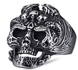 R114 Stainless Steel Skelator Skull Face Biker Ring Daniel Smart Manufacturing