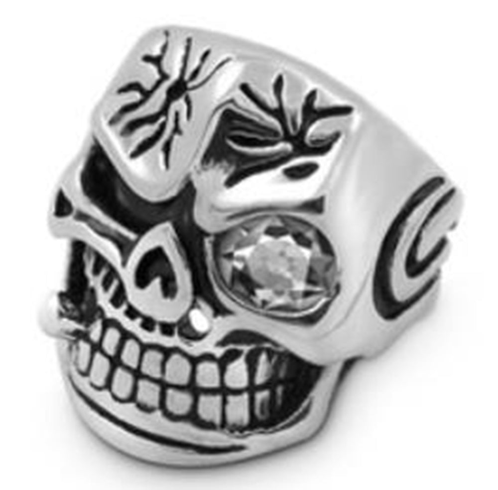 R117 Stainless Steel Smash Face Skull Biker Ring Daniel Smart Manufacturing