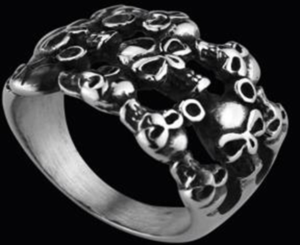 R118 Stainless Steel Many Face Skull Biker Ring Daniel Smart Manufacturing