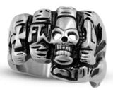 R119 Stainless Steel Fist Face Skull Biker Ring Daniel Smart Manufacturing