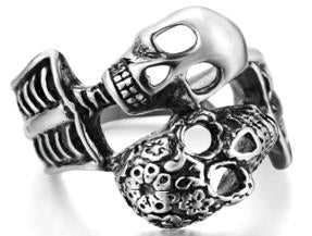 R126 Stainless Steel His And Her Skull Biker Ring Daniel Smart Manufacturing