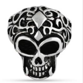 R127 Stainless Steel Big Brain Skull Biker Ring Daniel Smart Manufacturing