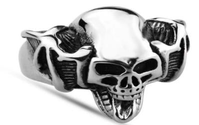 R128 Stainless Steel Handle Bar Skull Biker Ring Daniel Smart Manufacturing