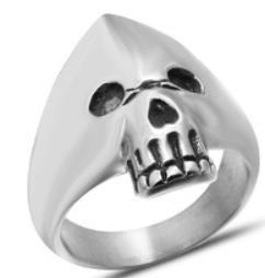 R130 Stainless Steel Hooded Skull Biker Ring Daniel Smart Manufacturing