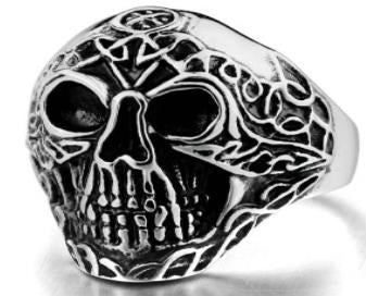 R131 Stainless Steel Forward Face Skull Biker Ring Daniel Smart Manufacturing