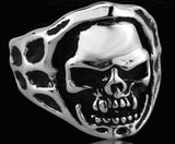 R132 Stainless Steel Open Face Skull Biker Ring Daniel Smart Manufacturing