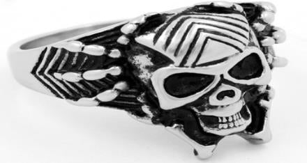 R136 Stainless Steel Web Face Skull Biker Ring Daniel Smart Manufacturing