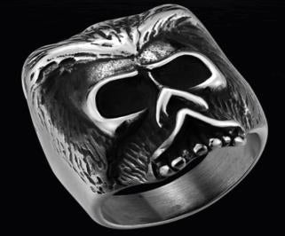 R140 Stainless Steel Bearded Skull Biker Ring Daniel Smart Manufacturing