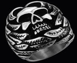 R141 Stainless Steel Feather Face Skull Biker Ring Daniel Smart Manufacturing