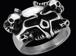 R142 Stainless Steel Serpent Skull Biker Ring Daniel Smart Manufacturing