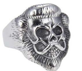 R143 Stainless Steel Lion Face Skull Biker Ring Daniel Smart Manufacturing