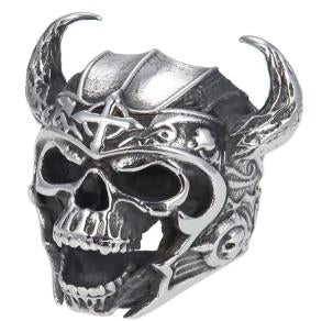 R144 Stainless Steel Warrior Skull Biker Ring Daniel Smart Manufacturing