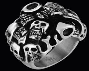 R146 Stainless Steel Many Faces Skull Biker Ring Daniel Smart Manufacturing