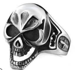 R156 Stainless Steel Evil Face Skull Biker Ring Daniel Smart Manufacturing