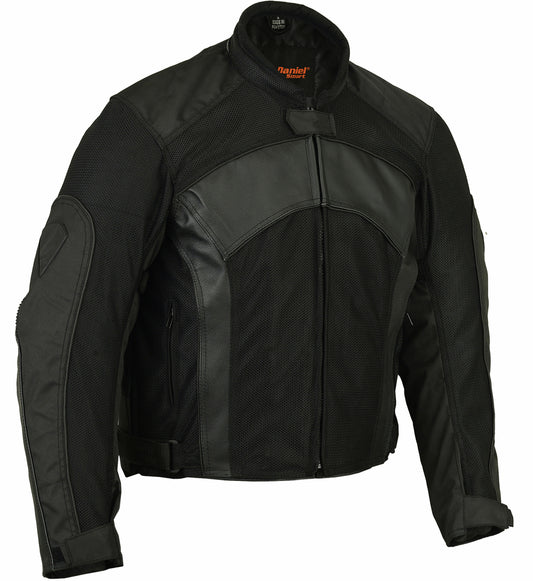 DS750BK Men's Mesh/ Leather Padded Jacket Daniel Smart Manufacturing