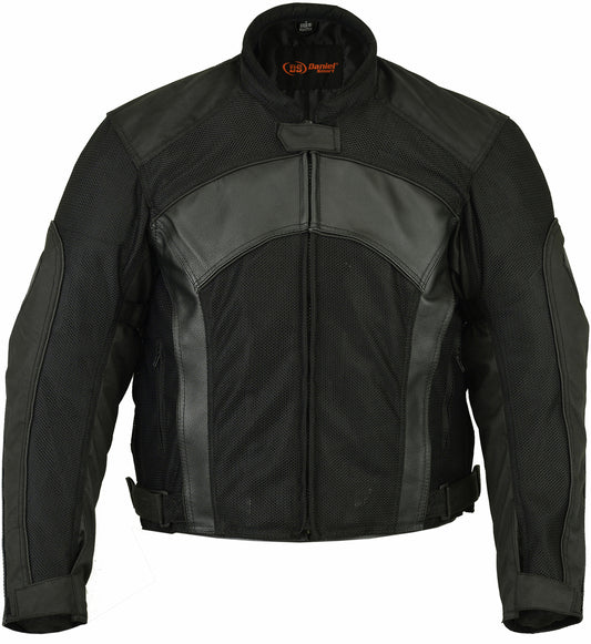 DS750BK Men's Mesh/ Leather Padded Jacket Daniel Smart Manufacturing