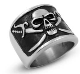 R159 Stainless Steel Pirate Symbol Skull Biker Ring Daniel Smart Manufacturing